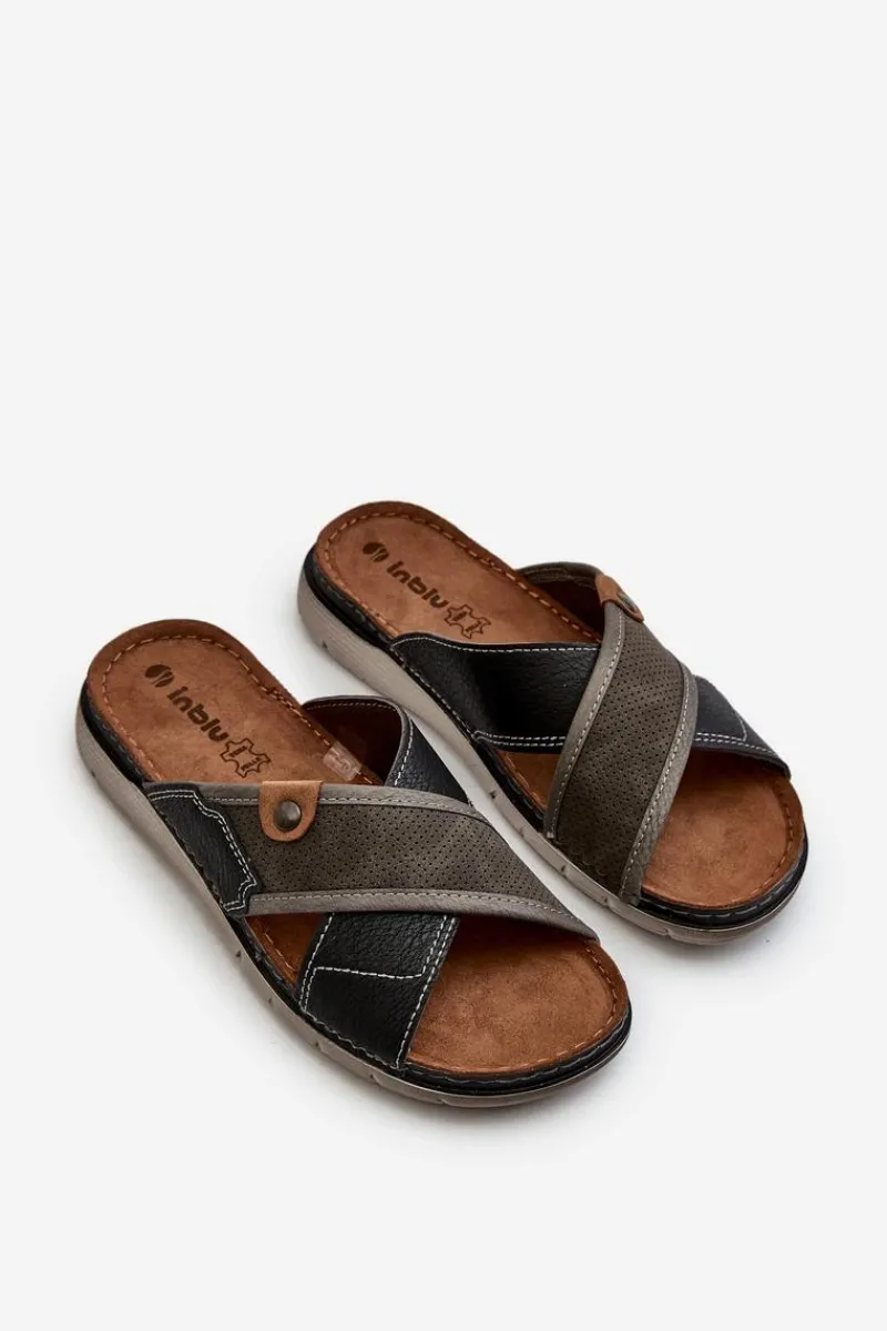 Klapki Męskie Klasyczne>INBLU Wygodne Klapki Męskie VI000009 Szare