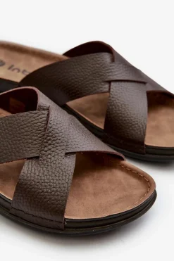 Clearance INBLU Wygodne Lekkie Klapki Z Eko Skóry GV00001I Brązowe Brązowy