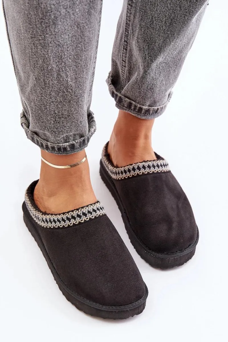 Kapcie Klasyczne|Klapki Damskie Klasyczne>INBLU Wygodne Obuwie Domowe Kapcie Z Haftem Damskie FX000021 Czarne