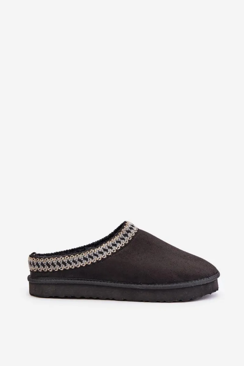 Kapcie Klasyczne|Klapki Damskie Klasyczne>INBLU Wygodne Obuwie Domowe Kapcie Z Haftem Damskie FX000021 Czarne