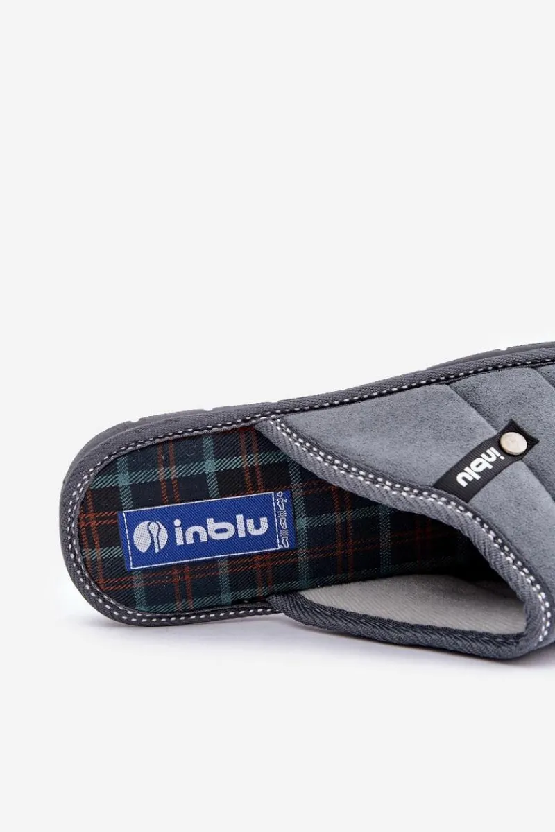 Klapki Męskie Klasyczne|Papcie Męskie>INBLU Wygodne Obuwie Domowe Męskie Kapcie 91000027 Szare Szary