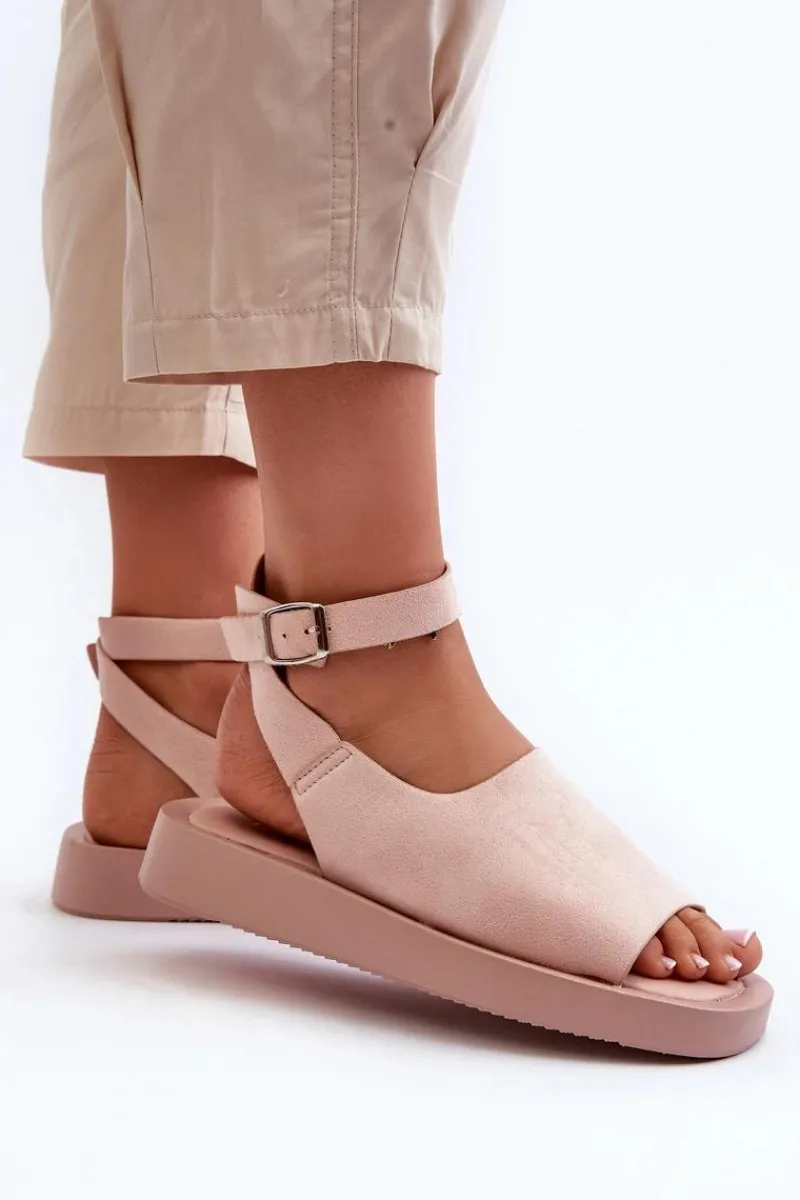 Outlet Wygodne Sandały Damskie Na Platformie Różowe Rubie Damskie Sandały Płaskie