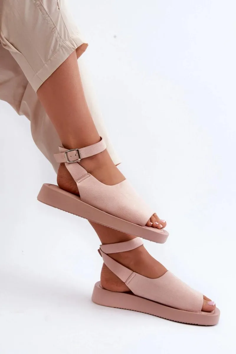 Outlet Wygodne Sandały Damskie Na Platformie Różowe Rubie Damskie Sandały Płaskie