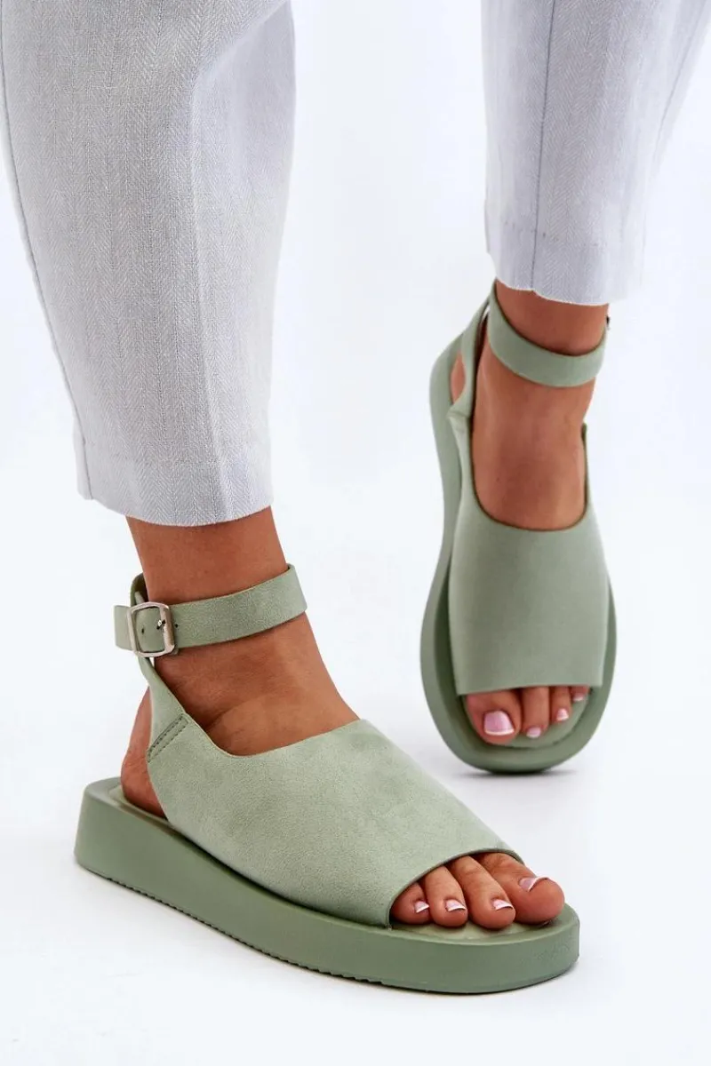 Sandały Płaskie>Boto Wygodne Sandały Damskie Na Platformie Zielone Rubie