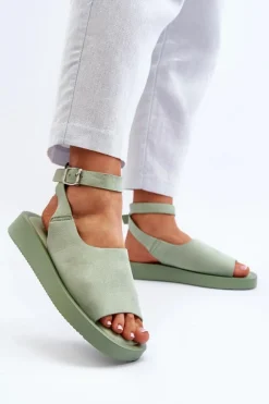 Sandały Płaskie>Boto Wygodne Sandały Damskie Na Platformie Zielone Rubie