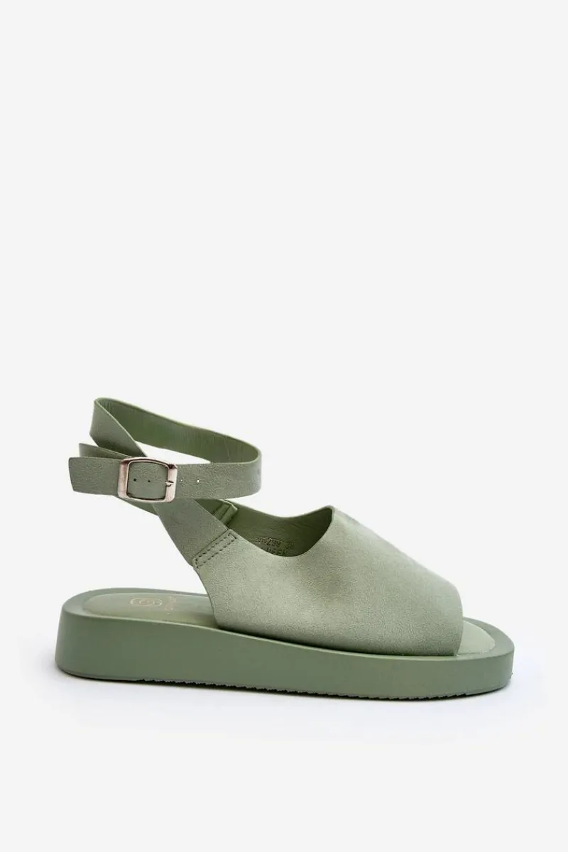 Sandały Płaskie>Boto Wygodne Sandały Damskie Na Platformie Zielone Rubie