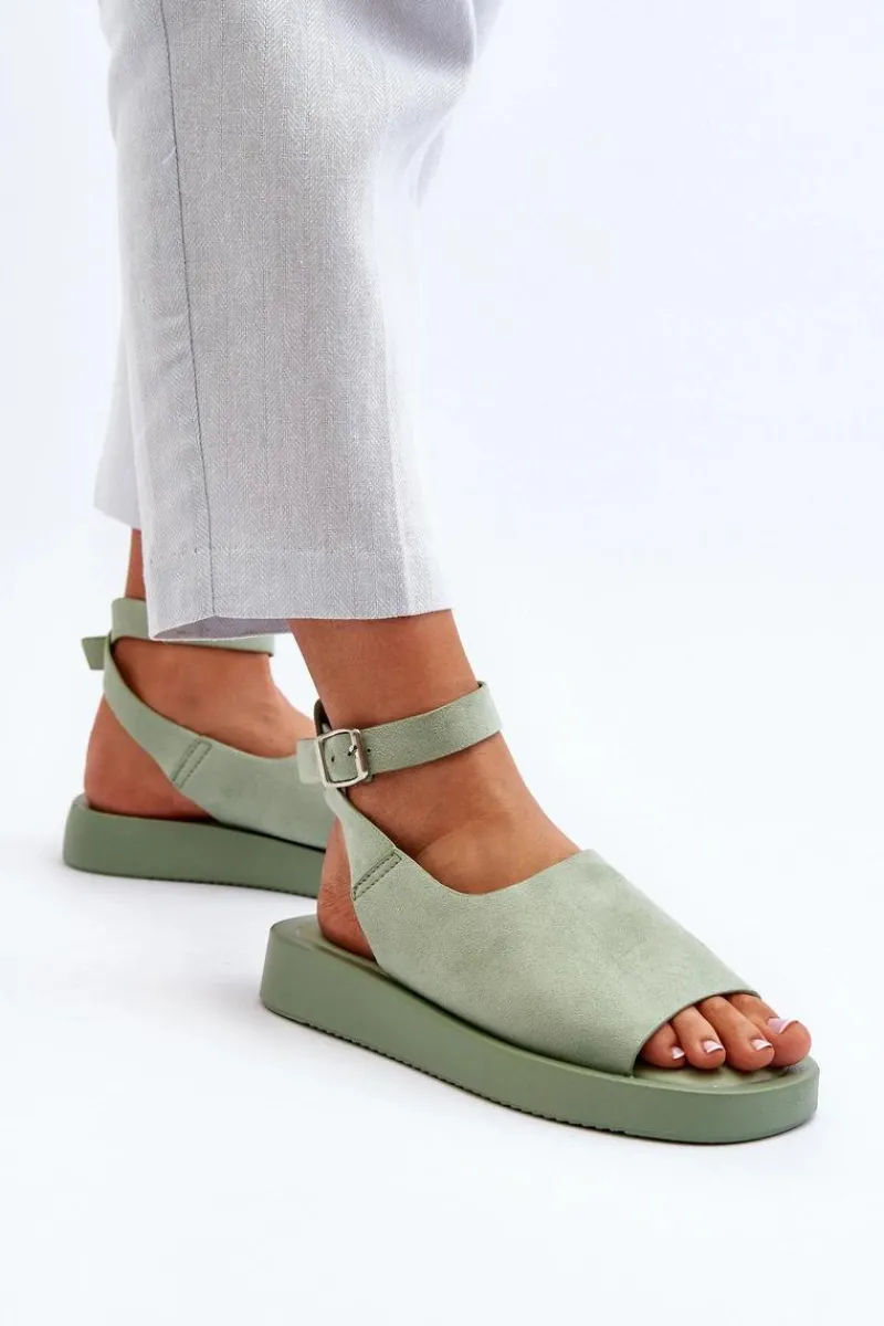 Sandały Płaskie>Boto Wygodne Sandały Damskie Na Platformie Zielone Rubie