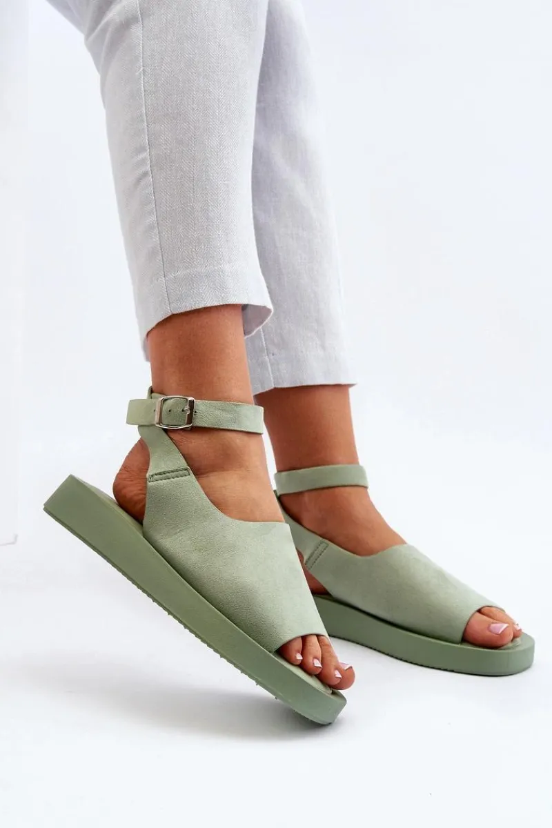 Sandały Płaskie>Boto Wygodne Sandały Damskie Na Platformie Zielone Rubie