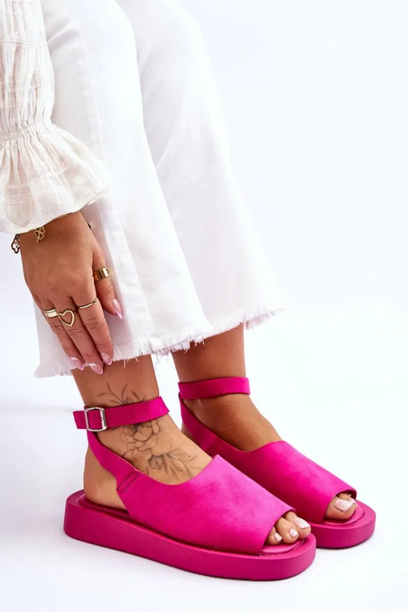 Sandały Płaskie>Boto Wygodne Sandały Damskie Na Platformie Fuksja Rubie