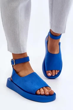 Best Wygodne Sandały Damskie Na Platformie Niebieskie Rubie Damskie Sandały Płaskie
