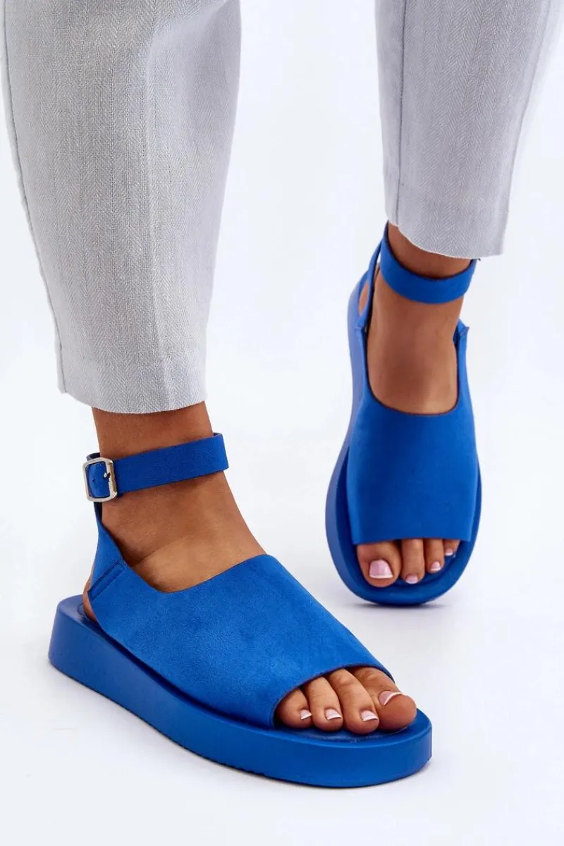 Best Wygodne Sandały Damskie Na Platformie Niebieskie Rubie Damskie Sandały Płaskie