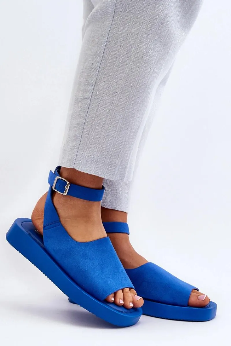Best Wygodne Sandały Damskie Na Platformie Niebieskie Rubie Damskie Sandały Płaskie