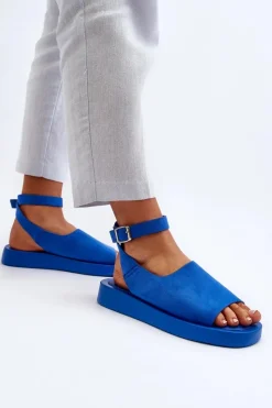 Best Wygodne Sandały Damskie Na Platformie Niebieskie Rubie Damskie Sandały Płaskie