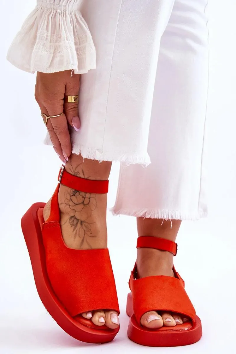 Discount Boto Wygodne Sandały Damskie Na Platformie Ciemnopomarańczowe Rubie