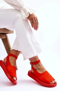 Discount Boto Wygodne Sandały Damskie Na Platformie Ciemnopomarańczowe Rubie