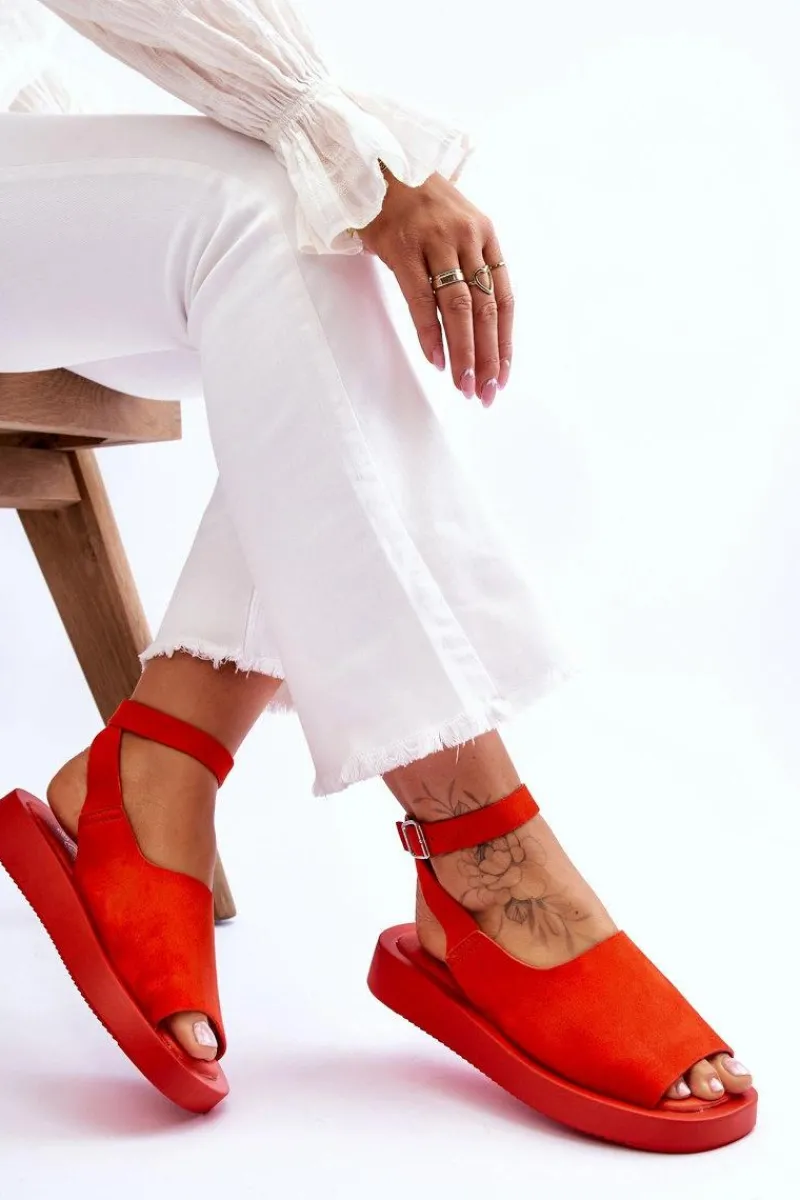 Discount Boto Wygodne Sandały Damskie Na Platformie Ciemnopomarańczowe Rubie