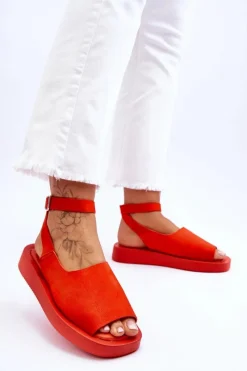 Discount Boto Wygodne Sandały Damskie Na Platformie Ciemnopomarańczowe Rubie