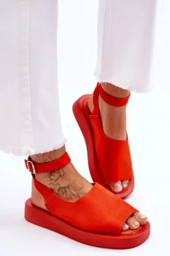 Discount Boto Wygodne Sandały Damskie Na Platformie Ciemnopomarańczowe Rubie