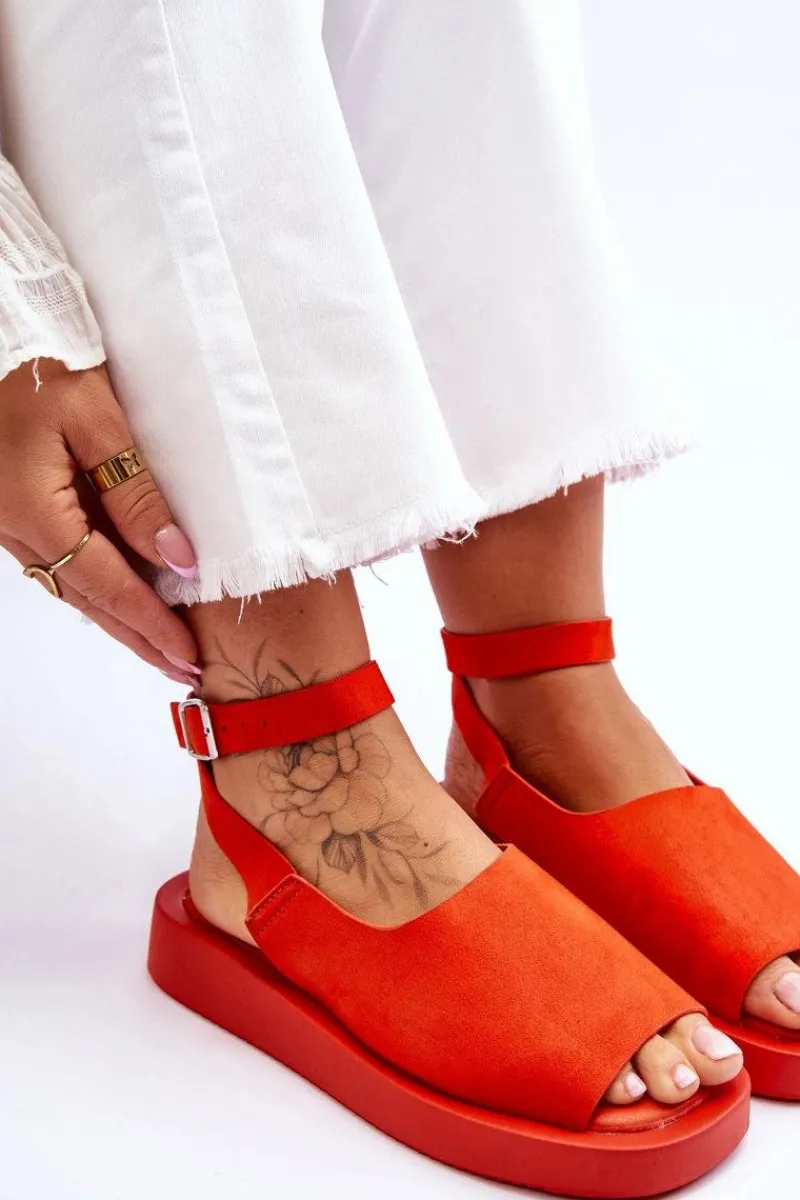 Discount Boto Wygodne Sandały Damskie Na Platformie Ciemnopomarańczowe Rubie