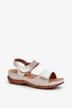 Evento Wygodne Sandały Damskie Na Rzep Srebrne Iphiope Szary