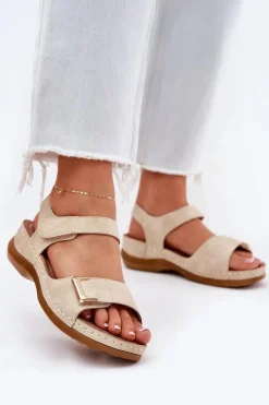 Sandały Na Koturnie>Evento Wygodne Sandały Damskie Na Koturnie Beżowe Sadevale Beżowy
