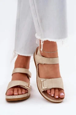 Sandały Na Koturnie>Evento Wygodne Sandały Damskie Na Koturnie Beżowe Sadevale Beżowy