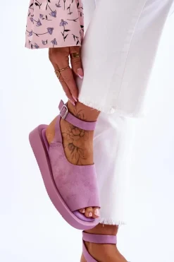 Sandały Płaskie>Boto Wygodne Sandały Damskie Na Platformie Fioletowe Rubie