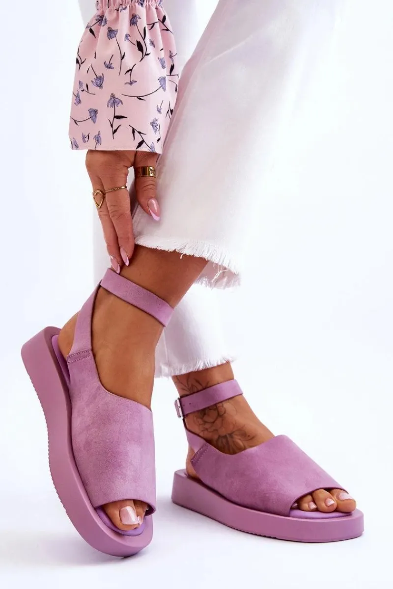Sandały Płaskie>Boto Wygodne Sandały Damskie Na Platformie Fioletowe Rubie