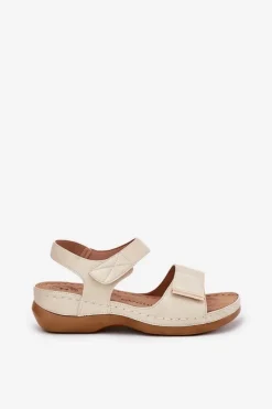 Discount Evento Wygodne Sandały Damskie Na Rzep Złote Iphiope Złoty