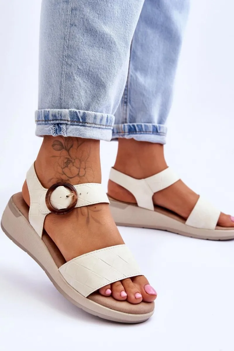 Sale Evento Wygodne Sandały Na Koturnie Beżowe Menaro