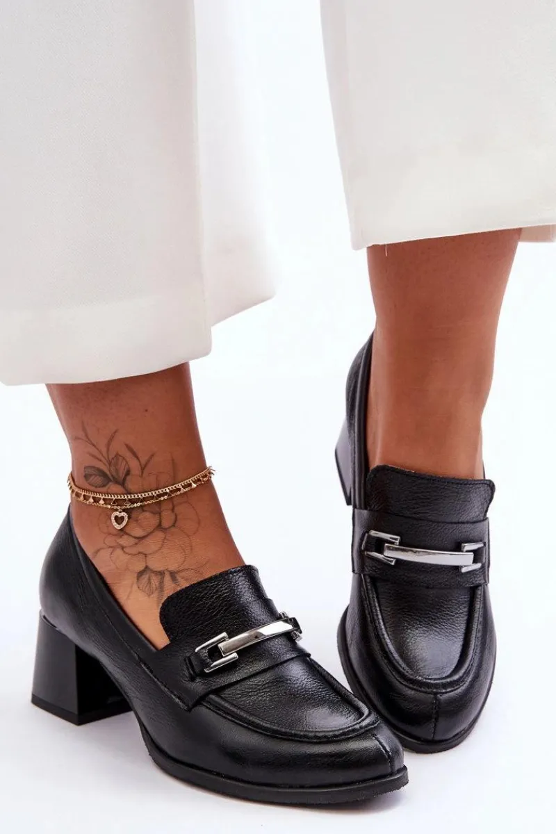 Outlet Boto Wygodne Skórzane Czółenka Czarne Lemar Damira Czarny