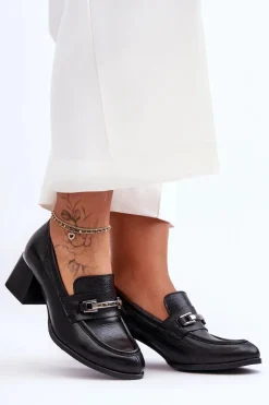 Outlet Boto Wygodne Skórzane Czółenka Czarne Lemar Damira Czarny