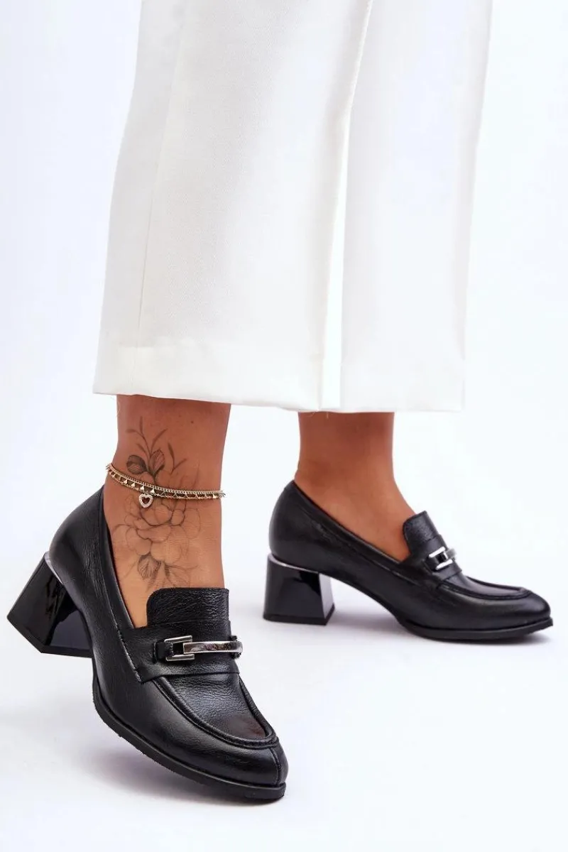 Outlet Boto Wygodne Skórzane Czółenka Czarne Lemar Damira Czarny