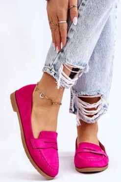 New Wygodne Zamszowe Damskie Mokasyny Fuksja Lucca Damskie Mokasyny Damskie Zamszowe