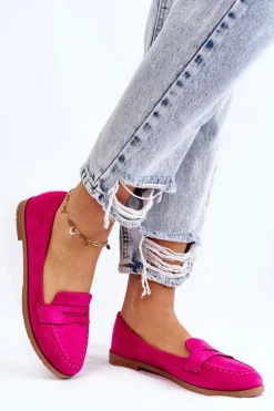 New Wygodne Zamszowe Damskie Mokasyny Fuksja Lucca Damskie Mokasyny Damskie Zamszowe