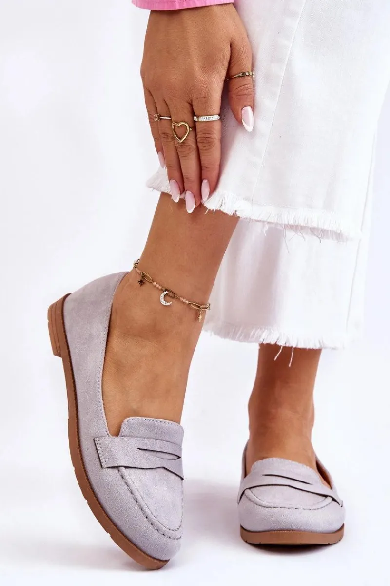 Online Wygodne Zamszowe Damskie Mokasyny Szare Lucca Damskie Mokasyny Damskie Zamszowe