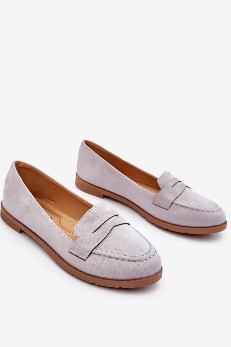 Online Wygodne Zamszowe Damskie Mokasyny Szare Lucca Damskie Mokasyny Damskie Zamszowe