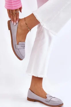 Online Wygodne Zamszowe Damskie Mokasyny Szare Lucca Damskie Mokasyny Damskie Zamszowe