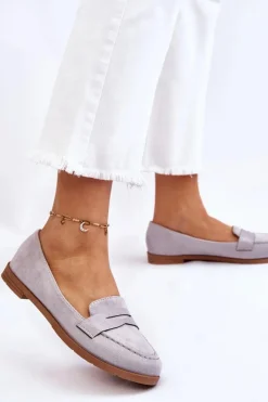 Online Wygodne Zamszowe Damskie Mokasyny Szare Lucca Damskie Mokasyny Damskie Zamszowe