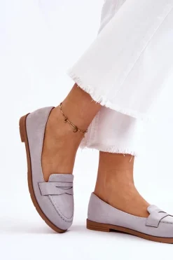 Online Wygodne Zamszowe Damskie Mokasyny Szare Lucca Damskie Mokasyny Damskie Zamszowe