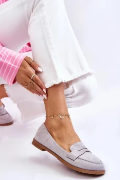 Online Wygodne Zamszowe Damskie Mokasyny Szare Lucca Damskie Mokasyny Damskie Zamszowe