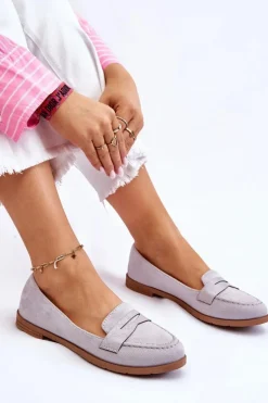 Online Wygodne Zamszowe Damskie Mokasyny Szare Lucca Damskie Mokasyny Damskie Zamszowe