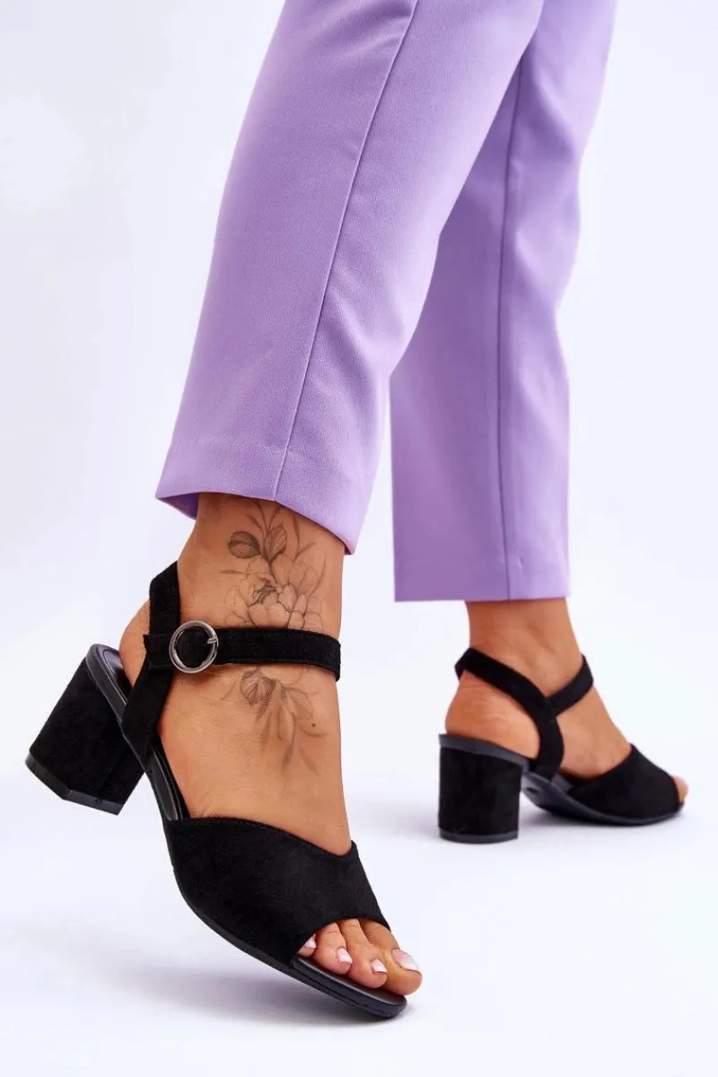 Sandały Na Słupku|Sandały Na Obcasie>Buty damskie Vinceza Wygodne Zamszowe Sandały Na Słupku Czarne Bellamy