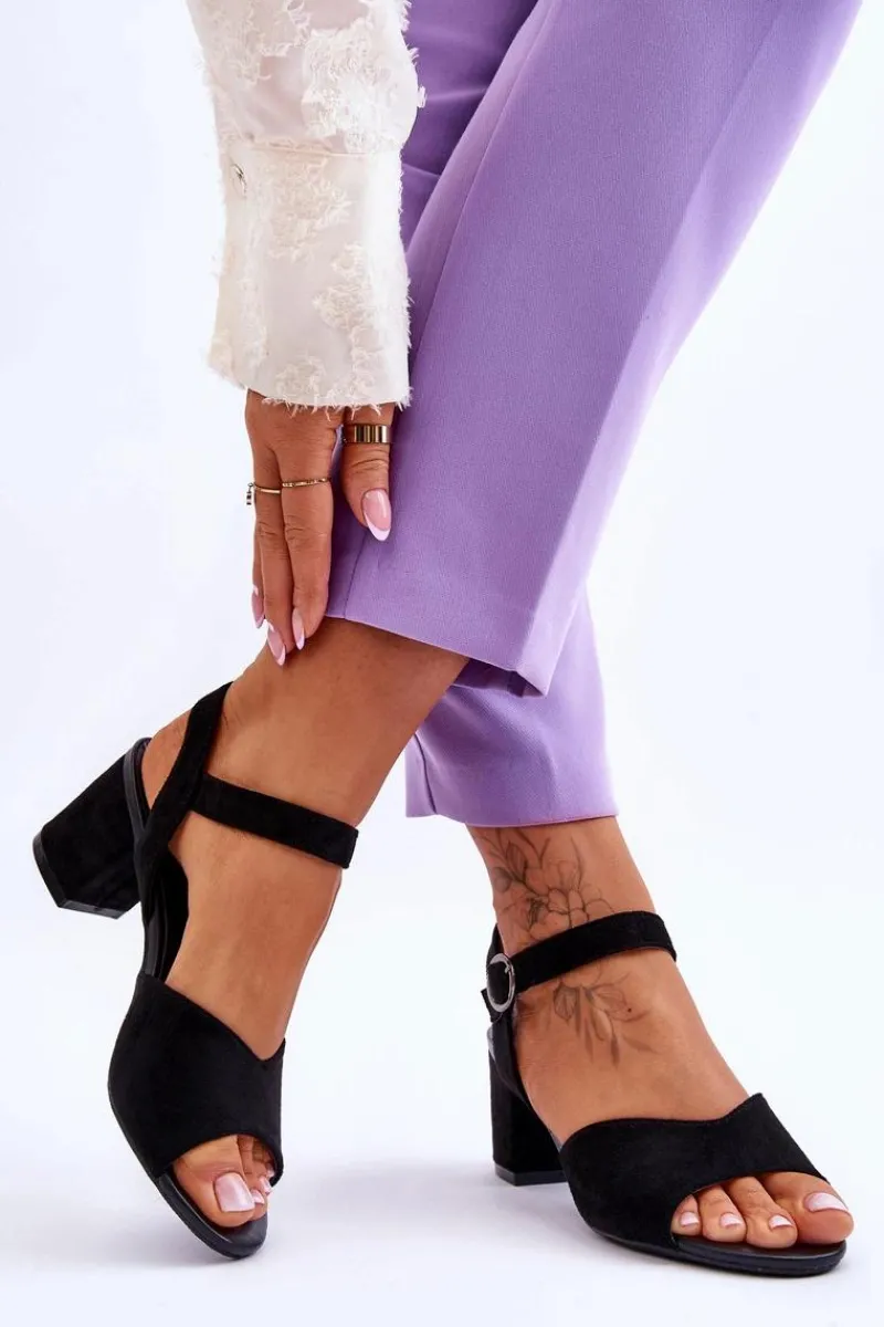 Sandały Na Słupku|Sandały Na Obcasie>Buty damskie Vinceza Wygodne Zamszowe Sandały Na Słupku Czarne Bellamy