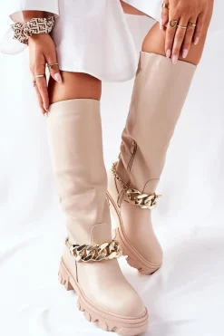 Kozaki Płaskie|Kozaki Przed Kolano></noscript>Boto Wysokie Beżowe Kozaki Cecina