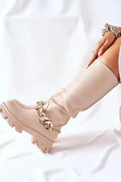 Kozaki Płaskie|Kozaki Przed Kolano></noscript>Boto Wysokie Beżowe Kozaki Cecina