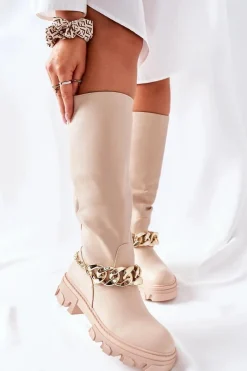 Kozaki Płaskie|Kozaki Przed Kolano></noscript>Boto Wysokie Beżowe Kozaki Cecina