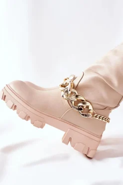 Kozaki Płaskie|Kozaki Przed Kolano></noscript>Boto Wysokie Beżowe Kozaki Cecina