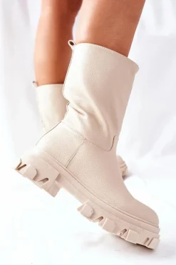 Botki Zimowe Damskie|Brązowe I Beżowe Botki><noscript><img width=