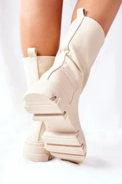 Botki Zimowe Damskie|Brązowe I Beżowe Botki><noscript><img width=